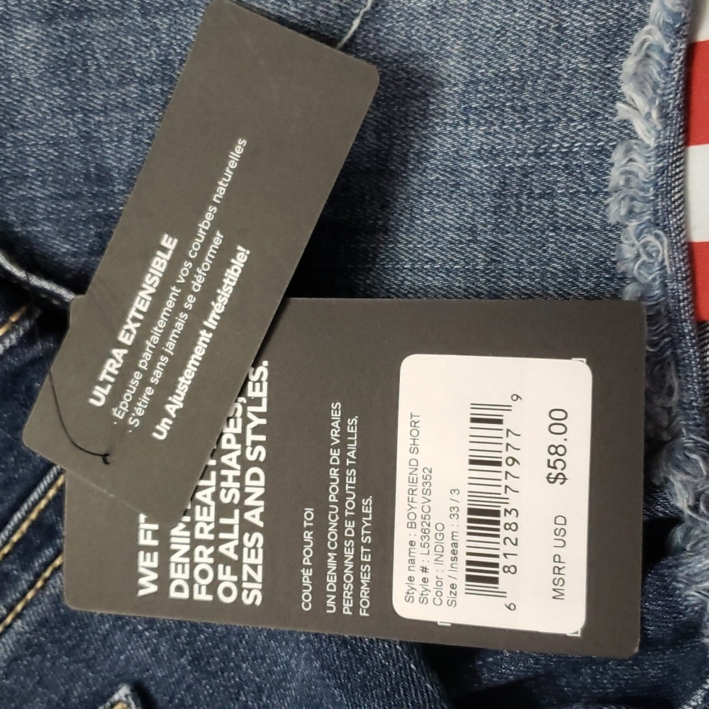 NWT Silver Jeans Co. Americana Luxe Stretch Mid Rise 3in Boyfriend Short Size 33 - Picture 7 of 7